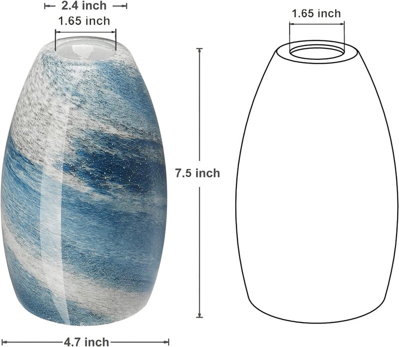karyfine Oval Glass Pendant Lamp Shade - Grey Blue Art Glass Light Covers for Kitchen Island Pendant Light Fixtures Replacement - Image 2